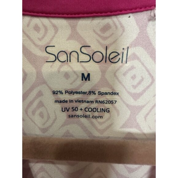 San Soleil Soltex Lux Cooling shirt Size Medium Pink Geometric UPF 50 Vented - Picture 4 of 7